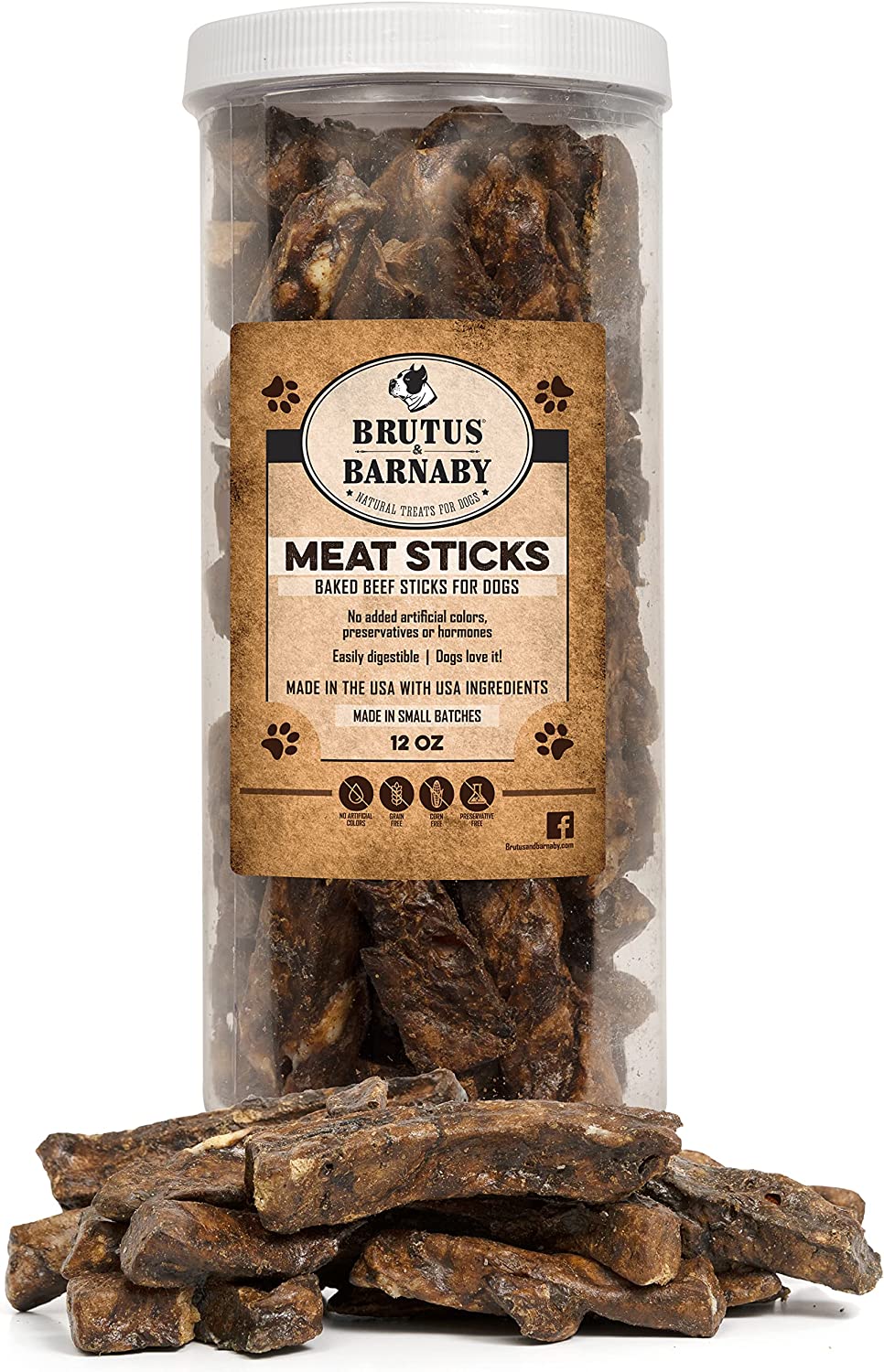 BRUTUS & BARNABY Beef Meat Sticks for Dogs – Thick & Hearty Beef Liver & Lung Dog Treat Made in USA – Protein Packed, Crunchy, Healthy Dog Treats – Grain Free, Rawhide Free, No Additives