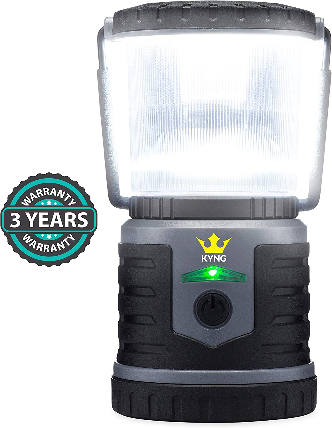 KYNG Rechargeable LED Lantern Brightest Light for Camping, Emergency Use, Outdoors, and Home- Lasts for 250 Hours on a Single Charge- Includes USB Cord and Wall Plug, Built in Phone Charger
