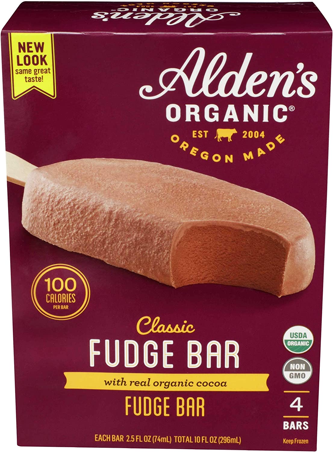 Aldens Organic Fudge Ice Cream Bar, 2.5 Fluid Ounce – 4 count per pack — 12 packs per case.