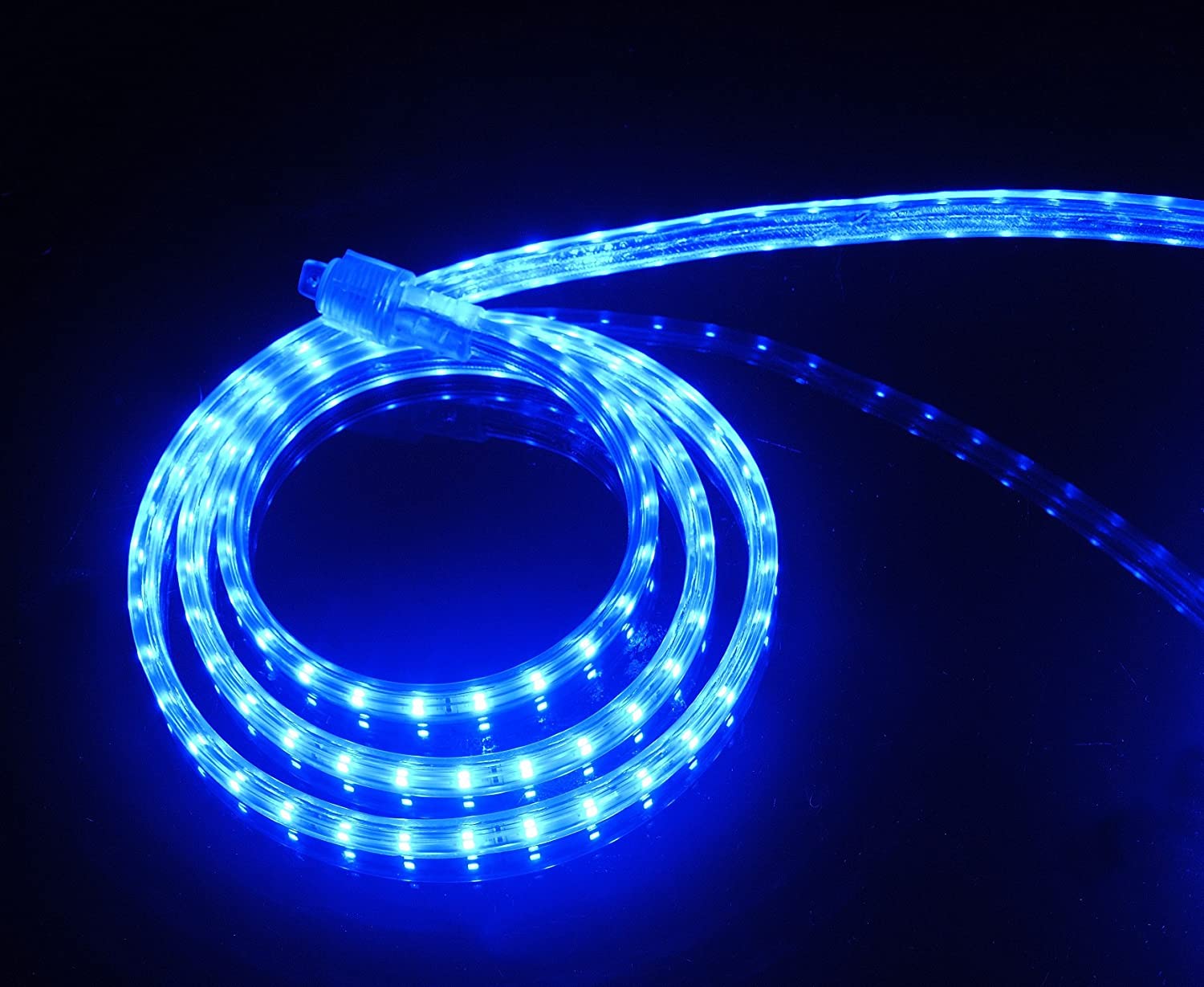 CBconcept UL Listed, 40 Feet, 4300 Lumen, Blue, Dimmable, 110-120V AC Flexible Flat LED Strip Rope Light, 720 Units 3528 SMD LEDs, Indoor/Outdoor Use, Accessories Included, [Ready to use]