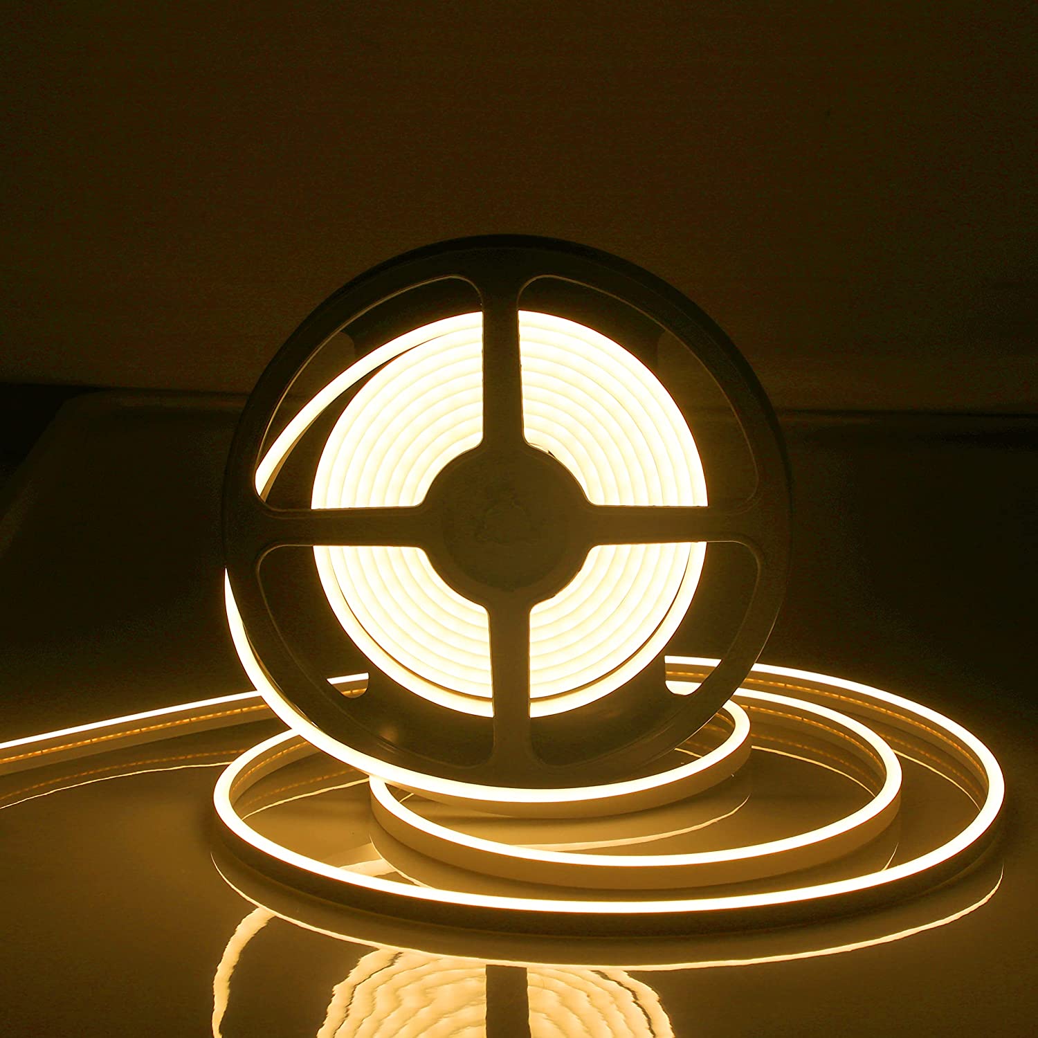 OWOFYDR Neon Light Strip Warm White 16.4FT/5M Neon Led Strip Lights Flex 12V DC Flexible Neon Rope Lights for Indoors Outdoors led Light for Bedroom decorm [ No Power Adapter]