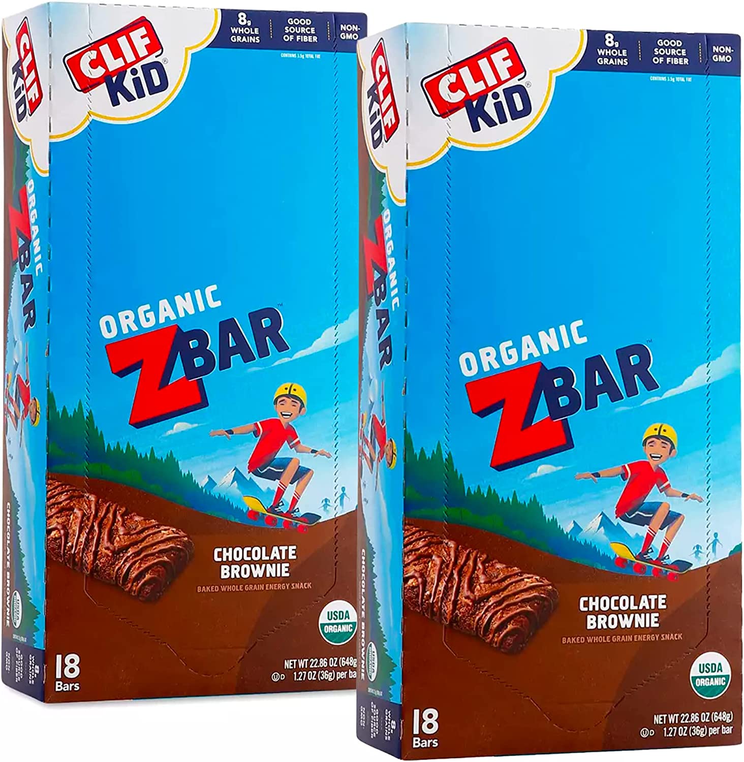 CLIF KID ZBAR – Organic Granola Bars – Chocolate Brownie – Non-GMO – Organic -Lunch Box Snacks (1.27 Ounce Energy Bars, 18 Count – 2 Pack)