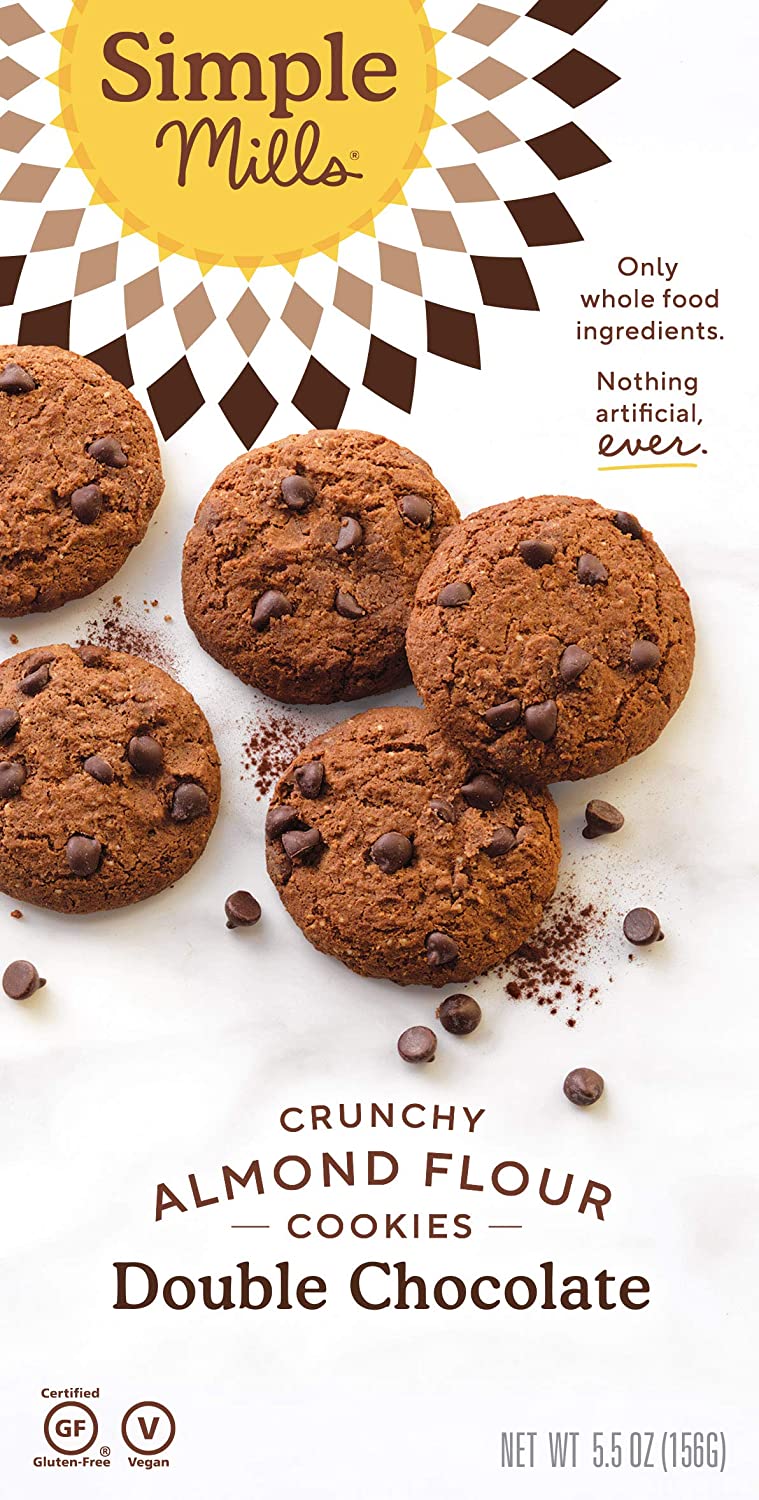 Simple Mills Almond Flour Crunchy Cookies, Double Chocolate Chip – Gluten Free, Vegan, Healthy Snacks, Made with Organic Coconut Oil, 5.5 Ounce (Pack of 1)