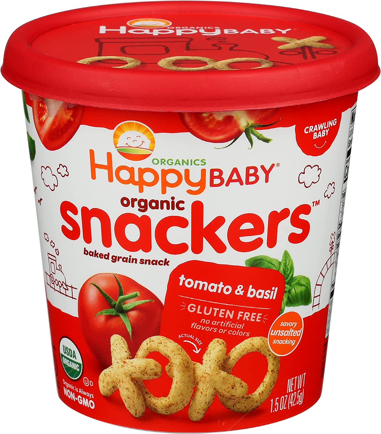 HAPPY BABY Organic Baked Tomato & Basil Snacker Cup, 1.5 OZ