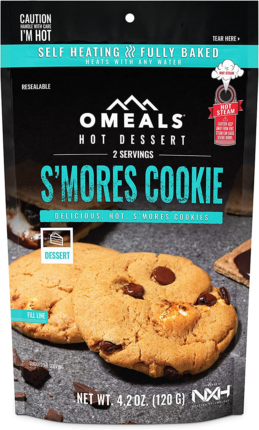 OMEALS S’Mores Cookie Good to Go Meals | Mre Meals Military 2022 Bulk, Self Heating Emergency Food Supplies, Fully Cooked Backpacking Meals and Camp Food with Extended Shelf Life | USA | 6 Pack