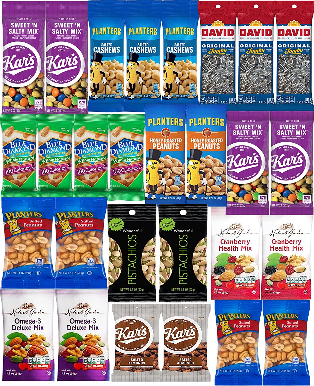 Nuts Snack Packs – Mixed Nuts and Trail Mix Individual Packs – Healthy Snacks Care Package (28 Count)