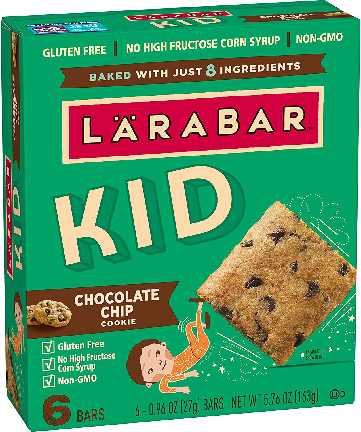 Larabar Kid Gluten Free Bar Chocolate Chip Cookie, 6 Bars, 5.76 oz