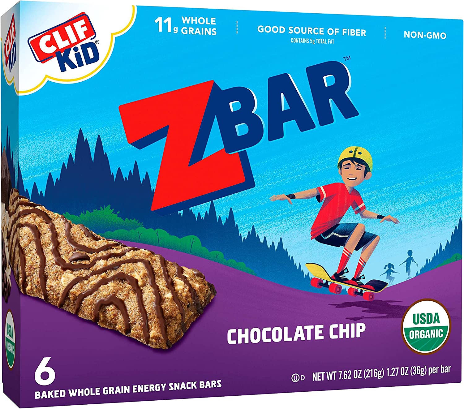 CLIF KID ZBAR – Organic Granola Bars – Chocolate Chip – Non-GMO – Organic -Lunch Box Snacks (1.27 Ounce Energy Bars, 6 Count)