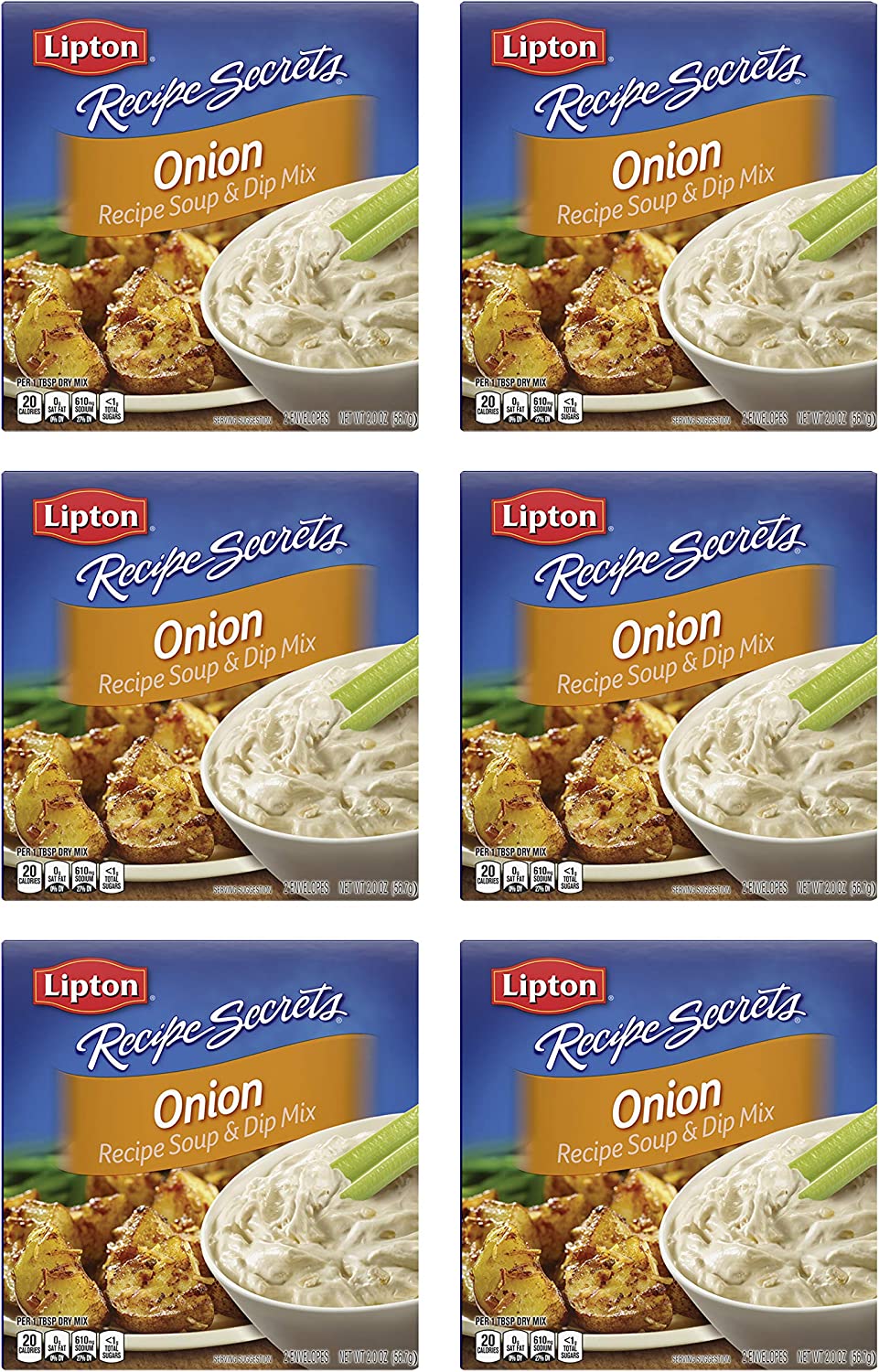 Lipton Recipe Secrets Soup and Dip Mix For a Delicious Meal Onion Great With Your Favorite Recipes, Dip or Soup Mix 2 oz (Pack of 6)
