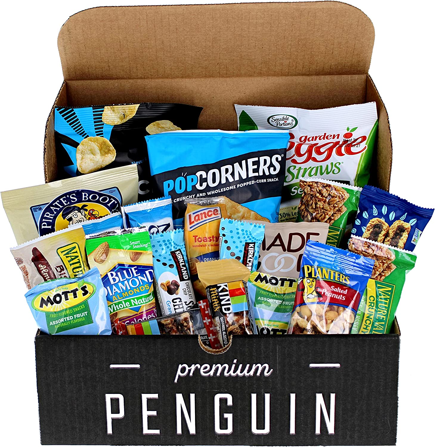 Premium Penguin Healthy Snacks Care Package – (20 Count Variety Snack Pack) An Assortment of Popcorn, Fruit Snacks, Nuts, Bars, Healthy Chips and More!