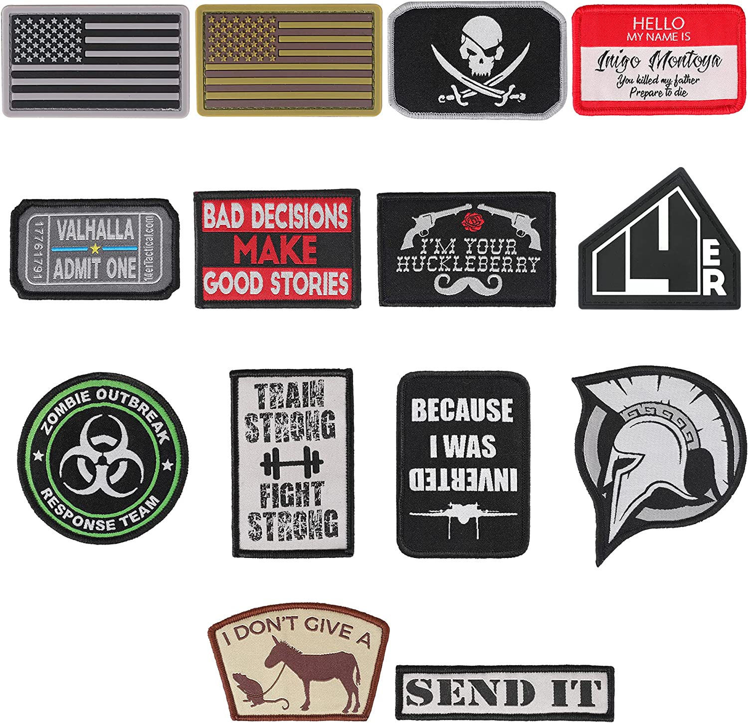 14er Tactical Morale Patches (14-Pack) | Hook & Loop Backed, 3” x 2” PVC Flags & Funny Patches | Perfect for Hat, Backpack, Jacket, Military, Police, Airsoft Gear | Display Your USA Flag!