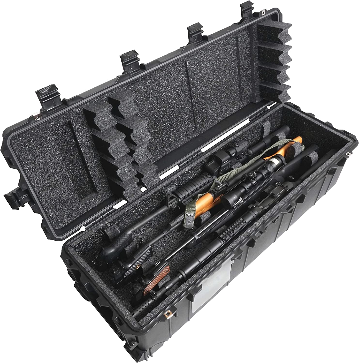 Case Club 4 Rifle (or Shotgun) Waterproof Shipping Case fits Multiple Guns & 3 Pistols Along with Included Silica Gel Canister to Prevent Gun Rust