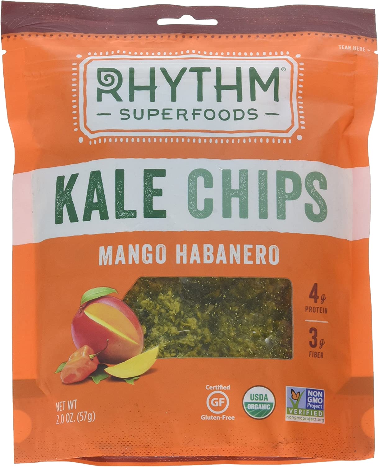 Rhythm Superfoods Chip Kale Mango Habanero Organic, 2 oz