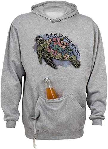Living in Slow Motion Sea Turtle Beer Holder Tailgate Hoodie Sweatshirt Unisex
