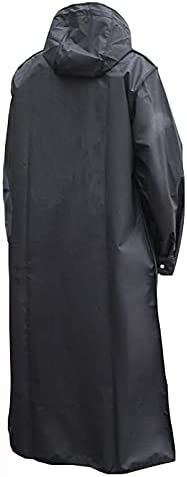 Women’s Raincoat Men’s Rain Jacket Waterproof Long Rain Coat Hooded for Outdoor Hiking Travel Fishing Climbing Thickened Black (Color : Black, Size : Large)