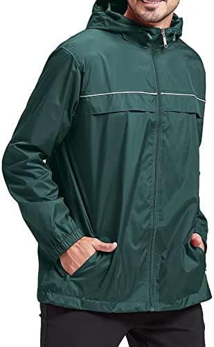 V VALANCH Mens Rain Jacket Waterproof Lightweight Windbreaker with Hood Outdoor Raincoat for Hiking Running Travel