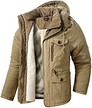 Mr.Stream Men’s Winter Hooded Jacket Windproof Sherpa Lined Fleece Windbreaker Coat Outerwear Warm Parka