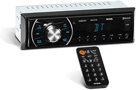 Sound Storm Laboratories ML41B Car Audio Stereo System – Single Din, Bluetooth Audio and Calling Head Unit, MP3 Player, No CD DVD Player, USB, AUX Input, FM Radio Receiver, Hook Up to Amplifier