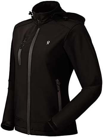 Little Donkey Andy Women’s Softshell Jacket, Ski Snowboarding Jacket with Removable Hood, Fleece Lined and Water Repellent