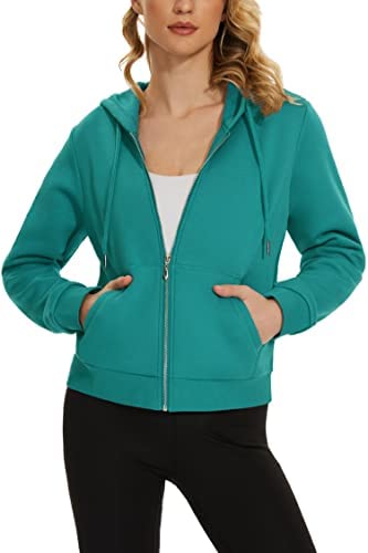 TACVASEN Women’s Full Zip Hoodies Fleece Lined Jackets Crop Tops Sweatshirts Long Sleeve with Pockets