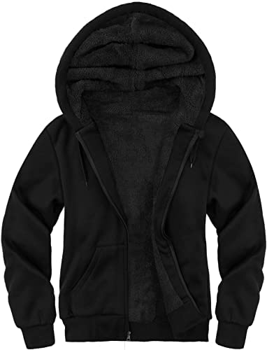 JACKETOWN Men’s Heavyweight Fleece Hoodies full Zipper Thick Sherpa Lined Sweatshirt Wool Warm Coat