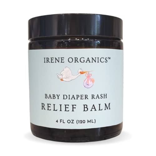 Organic Baby Diaper Rash Relief Balm by Irene Organics – Diaper Rash Treatment Made with Natural Ingredients for Soothing and Relief, Essentials for Baby’s Bum 4oz