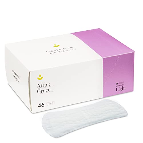 Attn: Grace Panty Liners for Women – 46 Liners – for Light Urinary Incontinence, Bladder Leakage or Postpartum – 100% Breathable & Plant-Based Materials Active Odor Control – Free from Harsh Chemicals