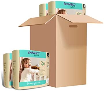 Bambo Nature Overnight Eco-Friendly Baby Diapers (Sizes 3 TO 6), Size 4, 96 Count