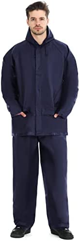 Rain Coat for Men Waterproof Durable Sport Rainwear with Pants 2Pcs Ultra-Lite Suits EVA Reusable Portable Packable