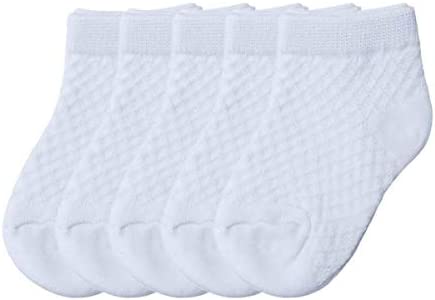 Dejian 5 Pairs Newborn baby cotton socks Mesh Thin toddler kids no show ankle socks for Little infant Ages 1-12