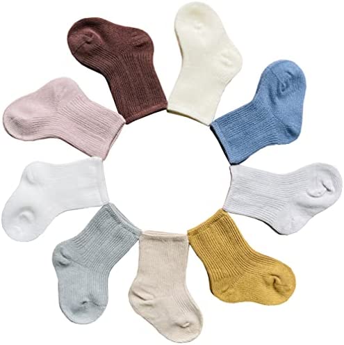 QandSweat Unisex Baby Ankle Socks Toddler Boys’ Seamless Cotton Crew Socks 0-6 Months