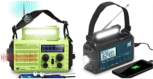 Auto NOAA Alert Digital Weather Radio 5000 Solar Hand Crank AM FM Shortwave Portable Battery Operated Emergency Survival Radio with Camping Flashlight,Reading Lamp,USB Charger,SOS,Clock,LCD Display
