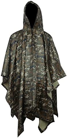 HOW’ON Military Multifunction Realtree Camouflage Waterproof Rain Poncho Adults(Gift Emergency Blanket)