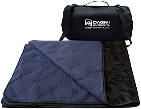 Dagmi Outdoors Waterproof Outdoor Blanket Large Fleece Stadium & Camping Blankets for Cold Weather. Perfect for Outdoors, Car, Dogs, Picnic. Windproof, Quilted, Extra Warm, Machine Washable.