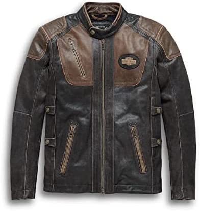 Men’s HD Triple Vent System Trostel Distressed Brown Biker Motorcycle Jacket for Mens David Outwear Cafe Racer Leather Jacket