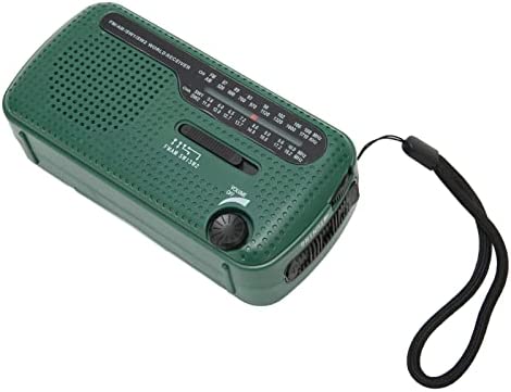 AM/ /SW1/SW2 Hand Crank Solar Radio, Battery Operated Radio with LED Flashlight, Solar Radio for Home and Outdoor Survival(Green)
