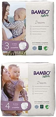 Bambo Nature Premium Eco-Friendly Baby Diapers, Size 3, 29 Count and Size 4, 27 Count
