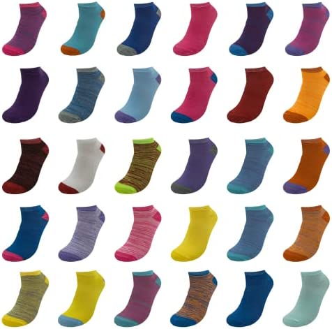 BRIGHT STAR Low Cut Ankle Socks For Women – 30 Pairs of Athletic Socks For Running, Workout, Sports