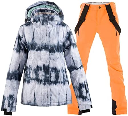 Women’s Ski Jackets and Pants Set Waterproof Snowboard Snowsuit Colorful Winter Warm Snow Coat Suit Windproof Insulated