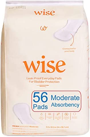 WiseWear Moderate Absorbency Incontinence Pads for Women Standard Length, 56 Count (2 Packs of 28)