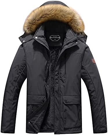 Men’s Winter Snow Coat Warm Ski Jacket Waterproof Hooded Work Outerwear