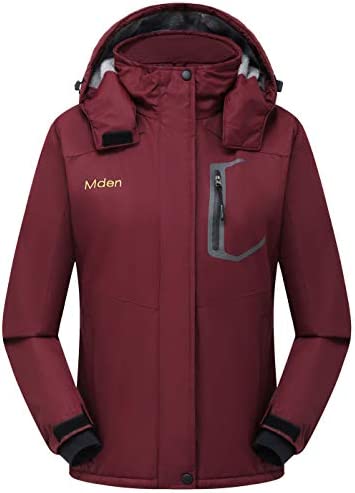 Mden Women’s Waterproof Ski Jacket Outdoor Windproof Fleece Insulated Snowboard Rain Jacket