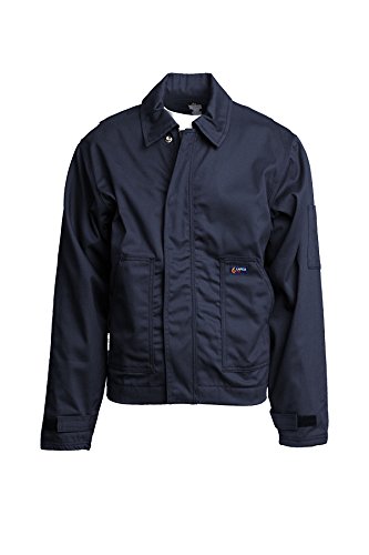 Lapco FR JUFR7NY-4XL TL Flame Resistant Utility Jacket, 100% Cotton Twill Outer/Lining, HRC 2, NFPA 70E, 7 oz, 4X-Large Tall, Navy