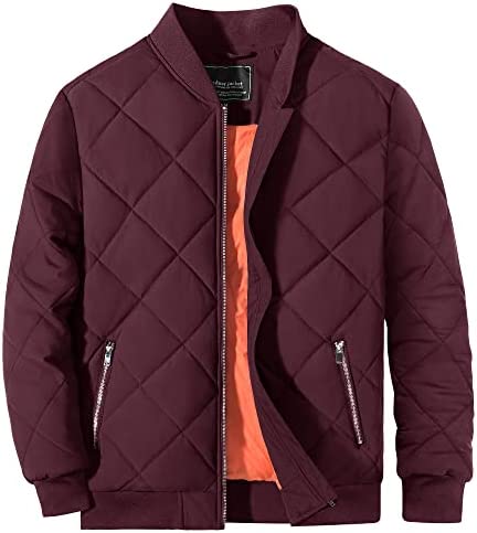 TACVASEN Men’s Padded Jackets Winter Full Zipper Fleece Outwear Casual Windproof Bomber Varsity Coat