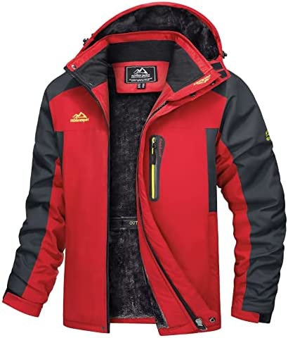 MAGCOMSEN Men’s Winter Coats Water Resistant Snow Ski Jacket Fleece Lined Parka 4 Pockets