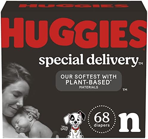 Hypoallergenic Baby Diapers Size Newborn (up to 10 lbs), Huggies Special Delivery, Fragrance Free, Safe for Sensitive Skin, 68 Ct