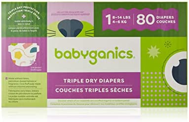 Diapers, Size 1, 80 ct, Babyganics Ultra Absorbent Diapers