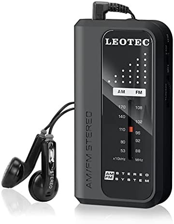 LEOTEC Small Pocket Radios, Battery Operated AM FM Radio, DBS Function Great Reception for Indoor, Outdoor & Emergency Use,Portable Transistor Radio with Earphone