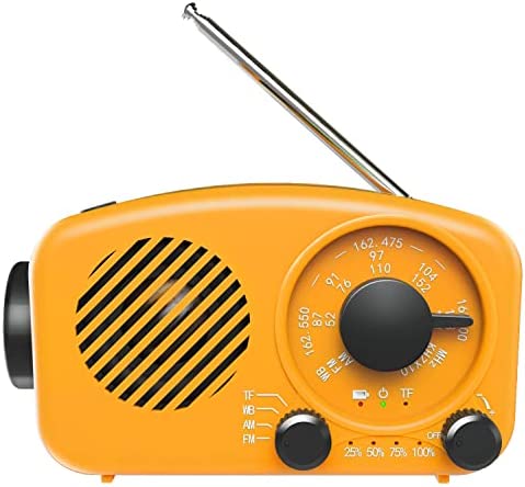 Greadio Emergency Weather Radio Portable Hand Crank Solar Radio with NOAA/AM/FM,Good Sound,Bright Flashlight,Bluetooth,TF Card,2000mah Power Bank,Earphone Jack for Emergency,Hurricane,Outdoor,Indoor