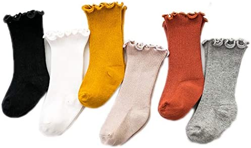 Ashmyova Baby Girls Boys Combed Cotton Socks Toddler Ankle Ruffles Sock Non-Slid for Newborn Infant Childrens